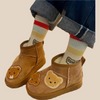 Mini Fashion - Zamszowe brązowe buty do kostki z niedźwiedziami