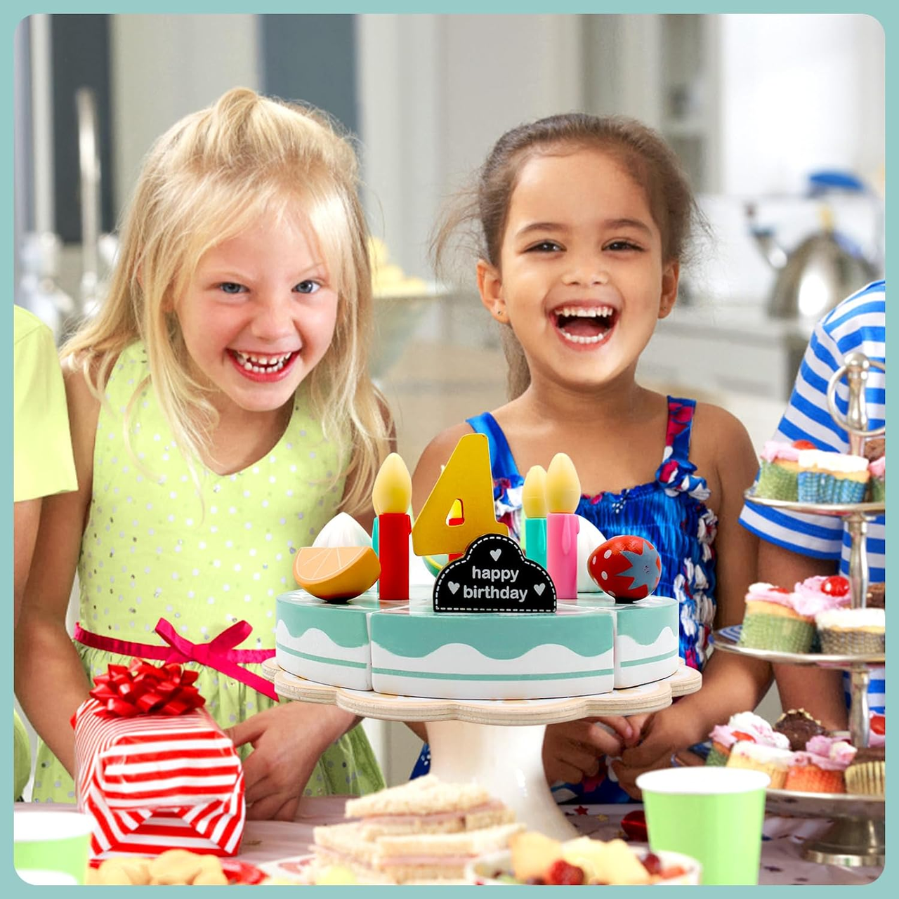 TinyChef – Edukacyjne i zabawne – drewniany zestaw kuchenny z tortem i akcesoriami