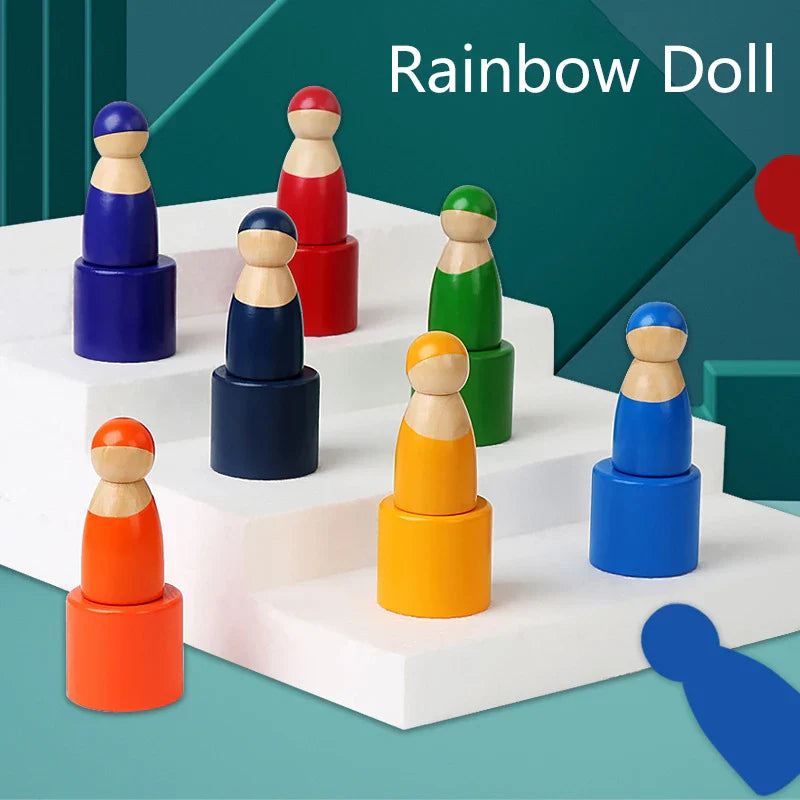 Rainbow Puzzle™ – Kolorowe i kreatywne - drewniane zabawki do sortowania