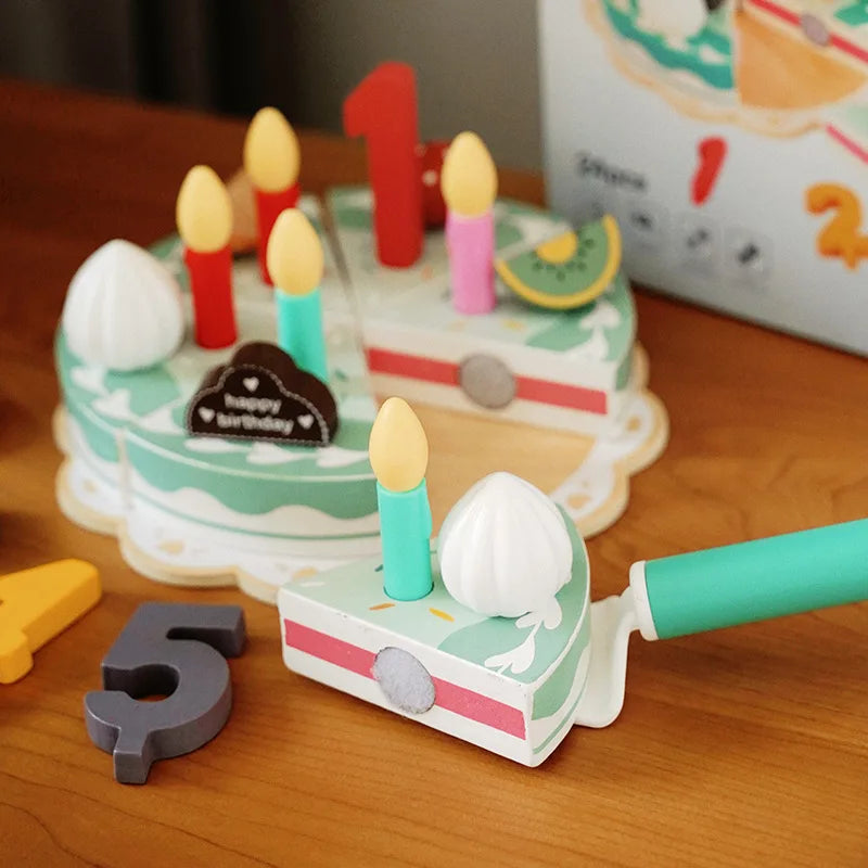 TinyChef – Edukacyjne i zabawne – drewniany zestaw kuchenny z tortem i akcesoriami