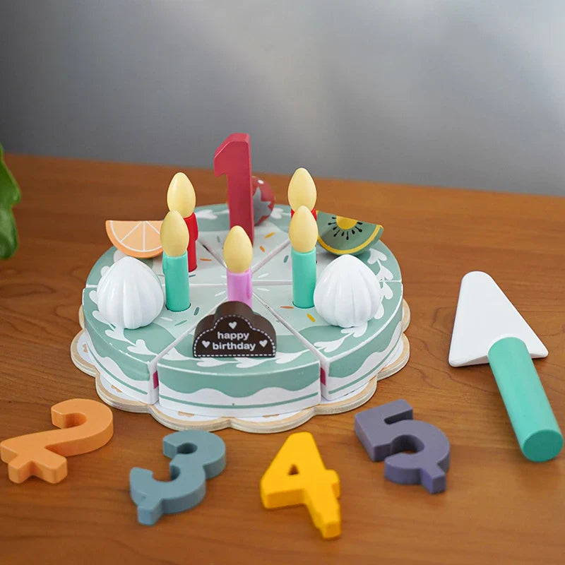 TinyChef – Edukacyjne i zabawne – drewniany zestaw kuchenny z tortem i akcesoriami