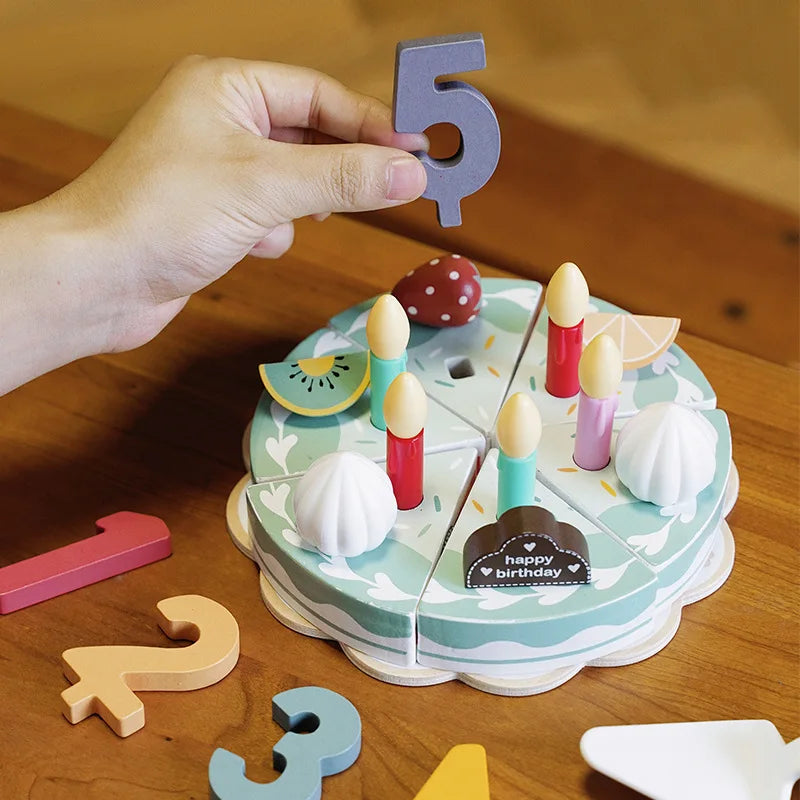 TinyChef – Edukacyjne i zabawne – drewniany zestaw kuchenny z tortem i akcesoriami