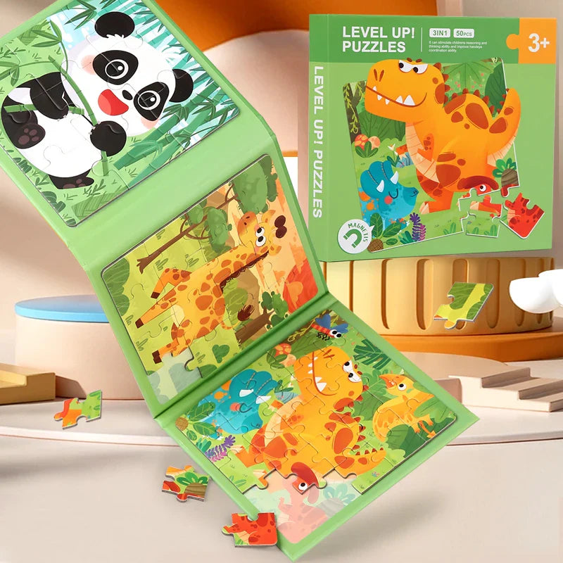 Magnetic Puzzle Book™ – Zabawa z przyjaciółmi zwierząt – Magnetyczna książka z puzzlami