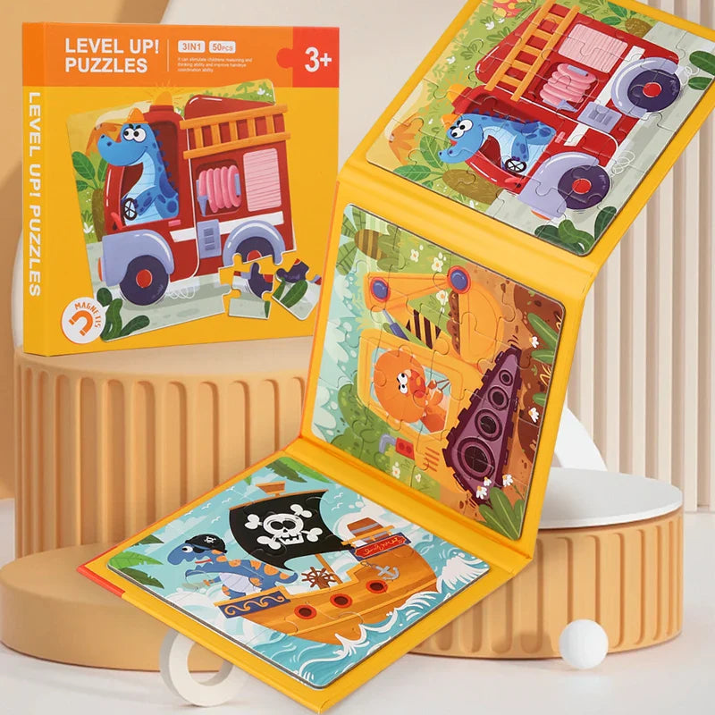 Magnetic Puzzle Book™ – Zabawa z przyjaciółmi zwierząt – Magnetyczna książka z puzzlami