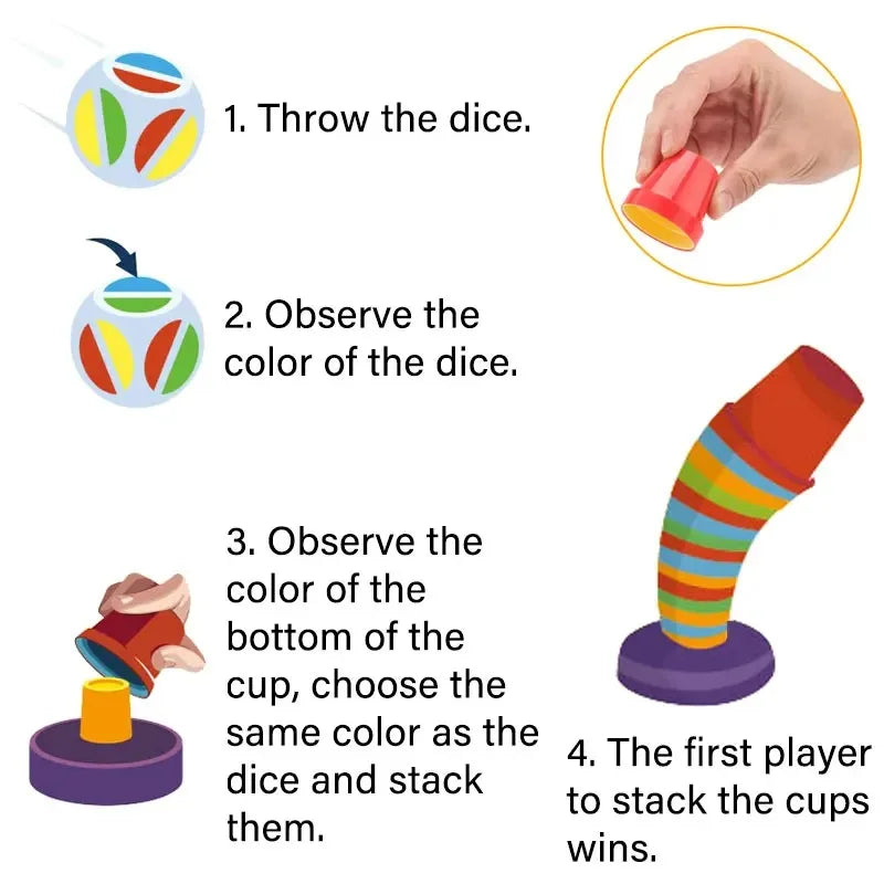 Color Cups™ - Inteligentne układanie - Zestaw kubków do układania w stos