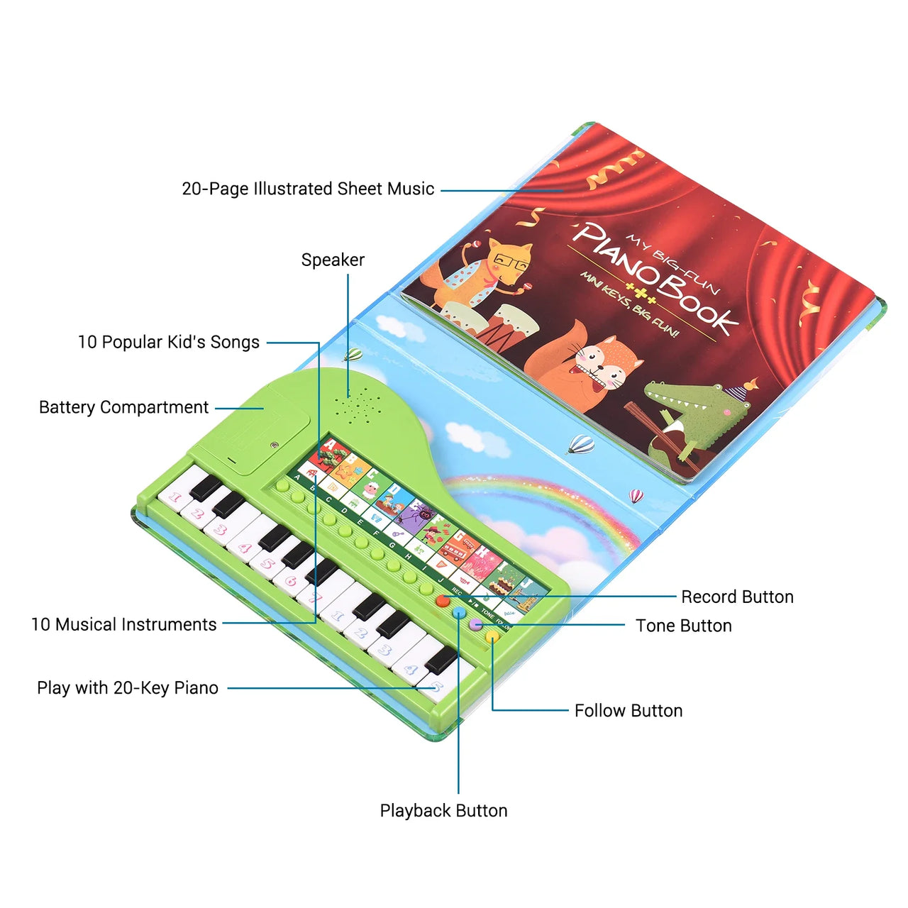 Piano Book™ - Książeczka z pianinem dla dzieci - Zabawka muzyczna