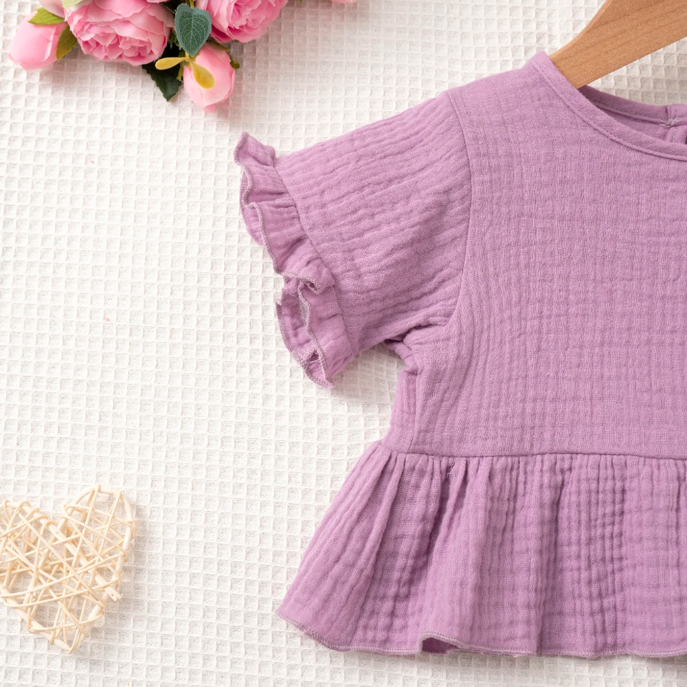 SoftCharm – Elegancki i wygodny – zestaw dla dziewczynek z bluzką z falbanami i długimi spodniami