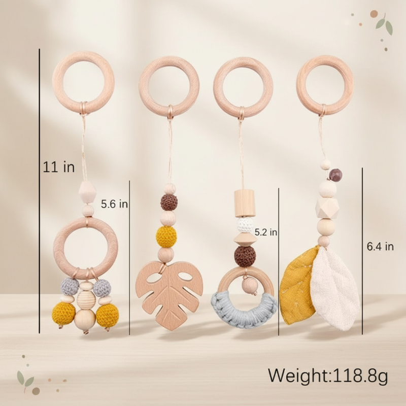 Wooden Baby Rattle Toy – Rozwój zmysłów i bezpieczeństwo – Baby Gym