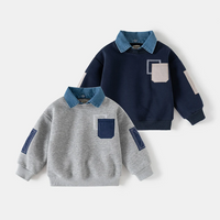 Thumbnail for CoolJunior – Ciepły i stylowy – sweter dla chłopców z dżinsowym kołnierzem