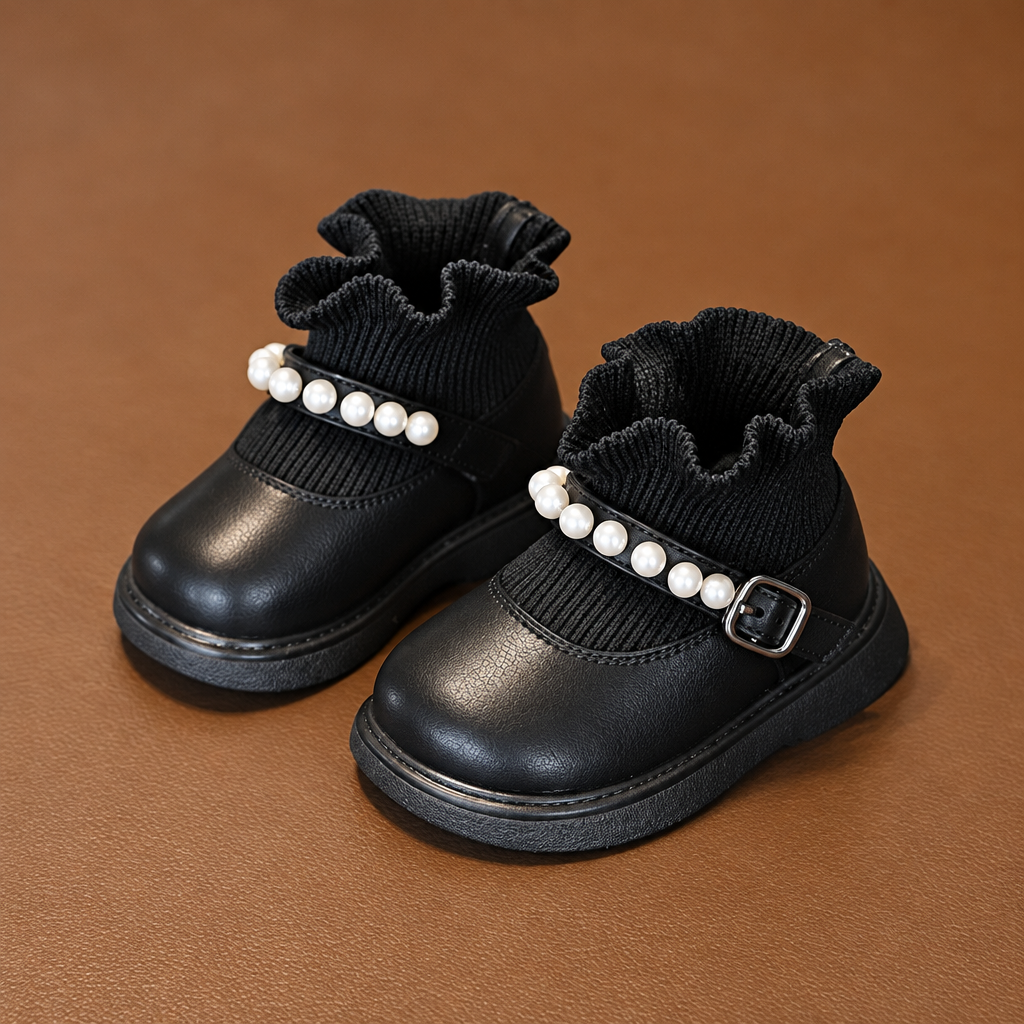 PearlCharm – Eleganckie i urocze – dziecięce botki z perłowymi detalami