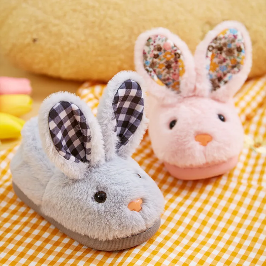 BunnyToes – Miękkie i ciepłe – pluszowe kapcie w kształcie królików