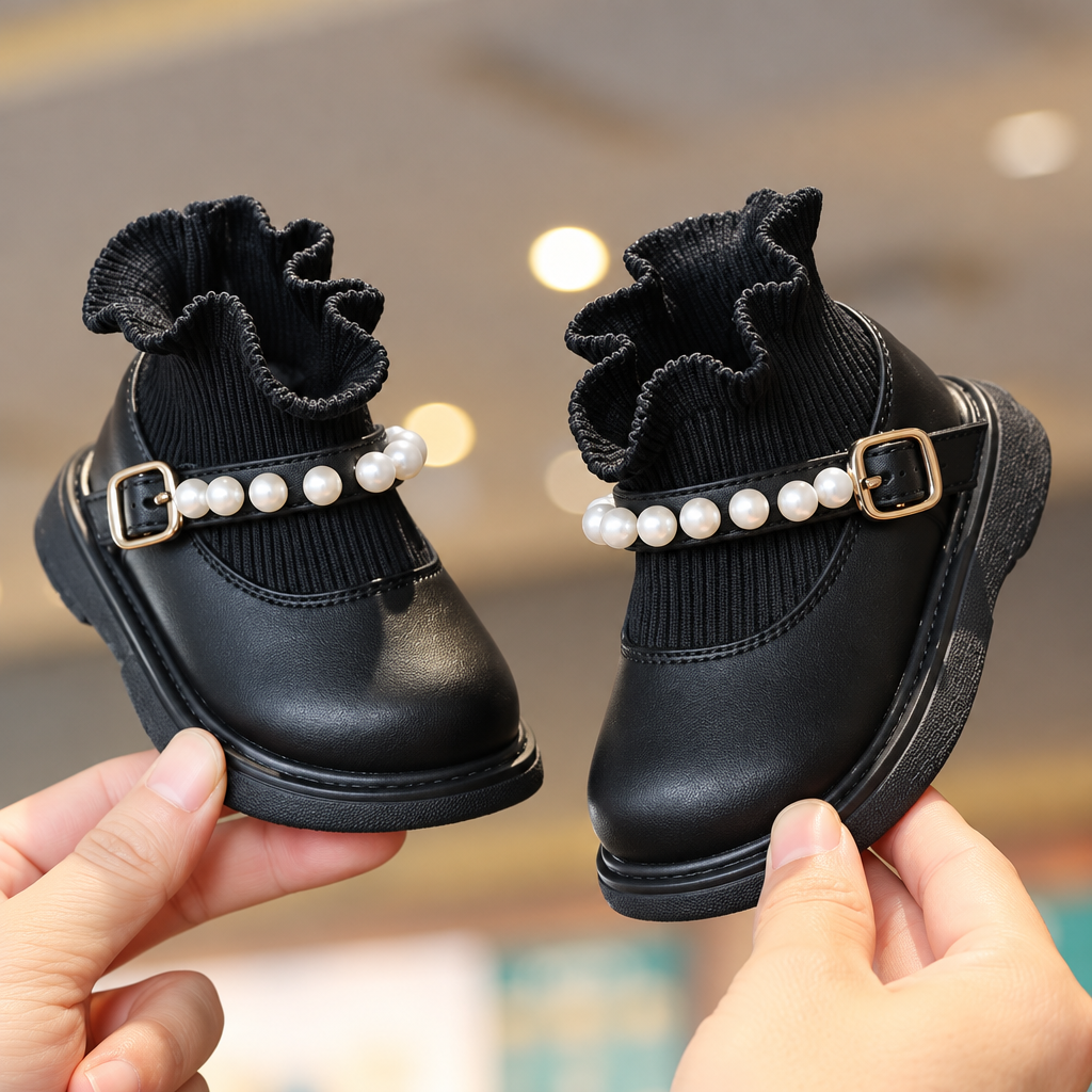 PearlCharm – Eleganckie i urocze – dziecięce botki z perłowymi detalami