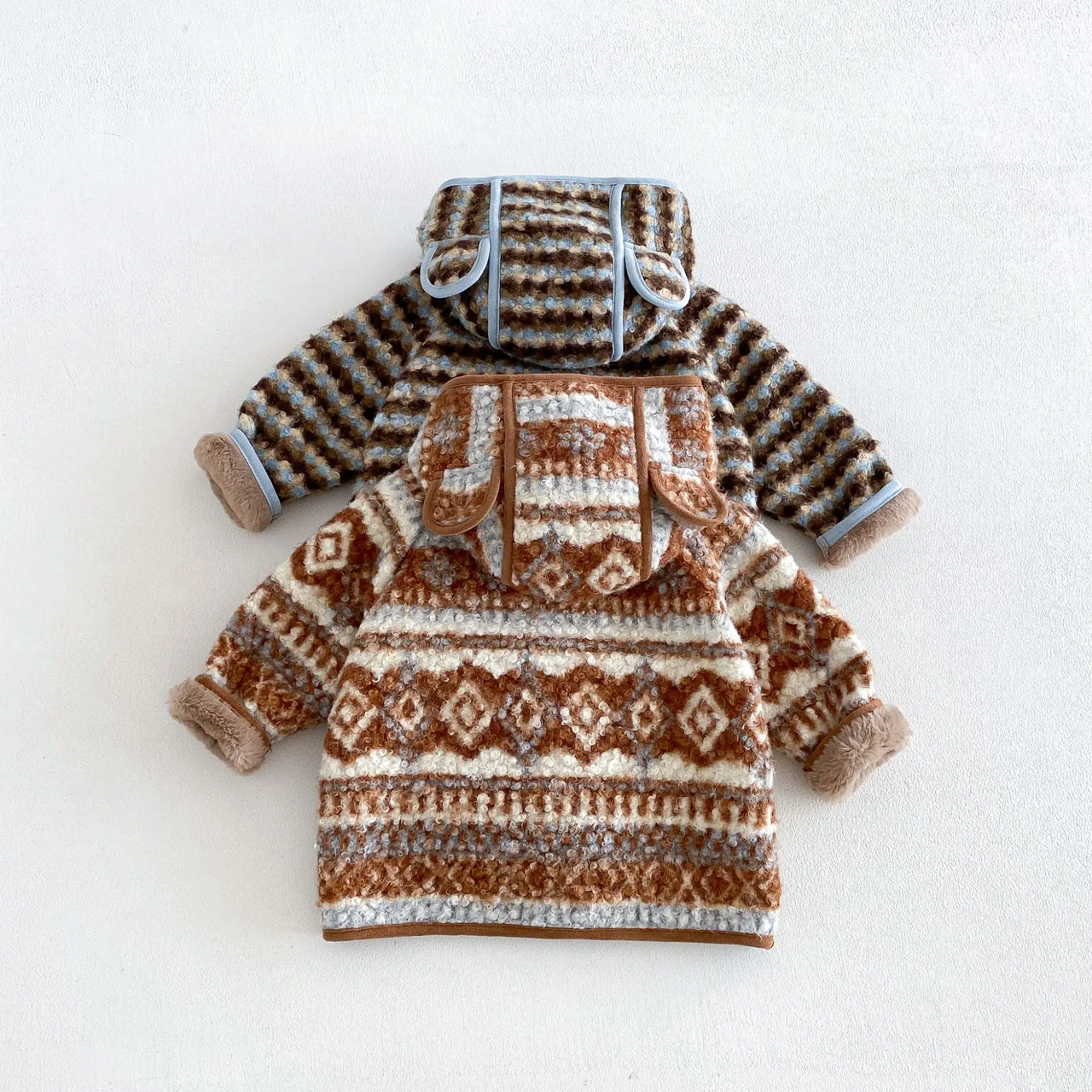 LittleWarm – Przytulny i stylowy – płaszcz zimowy z wzorem Fair Isle