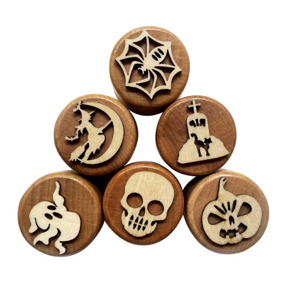 WoodStamp – Montessori & Kreatywność – 6 sztuk drewnianych stempli do plasteliny