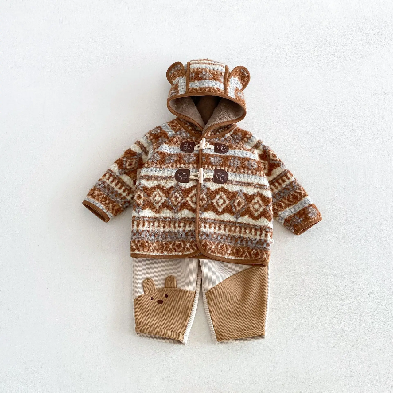 LittleWarm – Przytulny i stylowy – płaszcz zimowy z wzorem Fair Isle