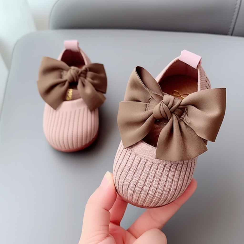 SweetBow – Słodkie i praktyczne – dzianinowe buciki dla niemowląt z motylkową kokardką