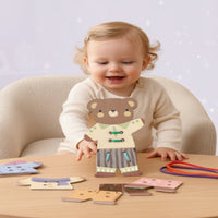 Thumbnail for ThreadBear – urocze i edukacyjne – zabawka Montessori do nawlekania w kształcie misia