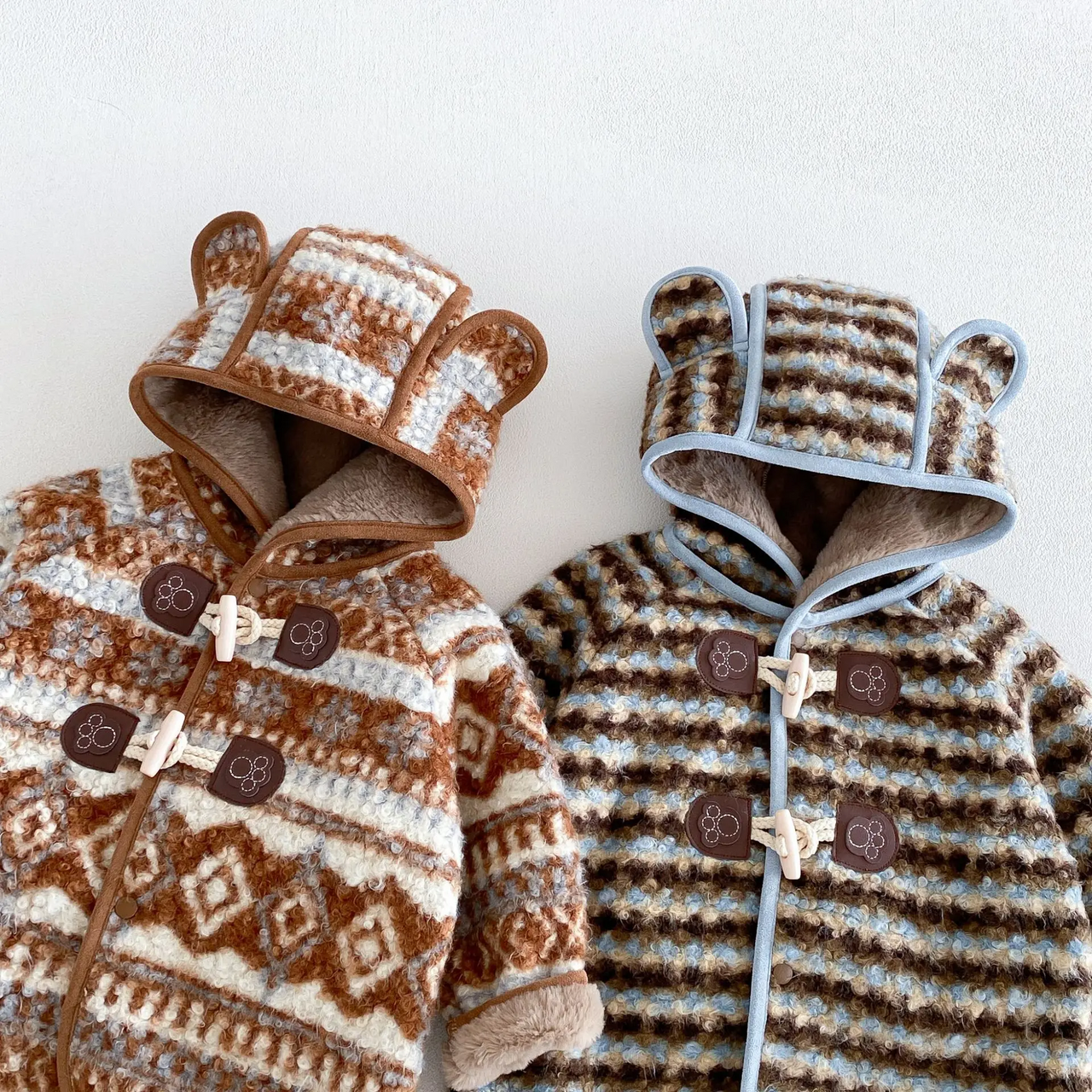 LittleWarm – Przytulny i stylowy – płaszcz zimowy z wzorem Fair Isle
