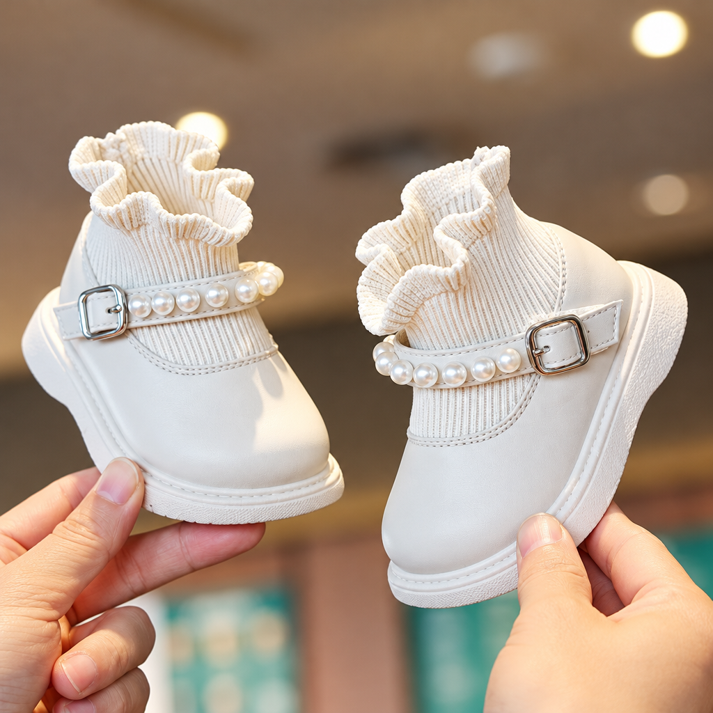 PearlCharm – Eleganckie i urocze – dziecięce botki z perłowymi detalami