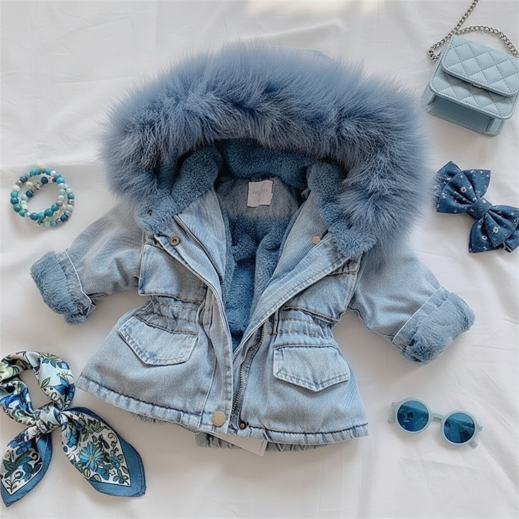FurDream – Denim Look – Kurtka zimowa z kapturem