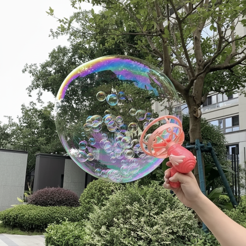 HappyBubbles – Zabawa i bezpieczeństwo – pistolet na bańki dla dzieci