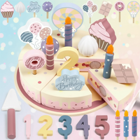 Thumbnail for Wooden Cake Cutting Toy – Kreatywność i zabawa w odgrywanie ról – Drewniany tort urodzinowy