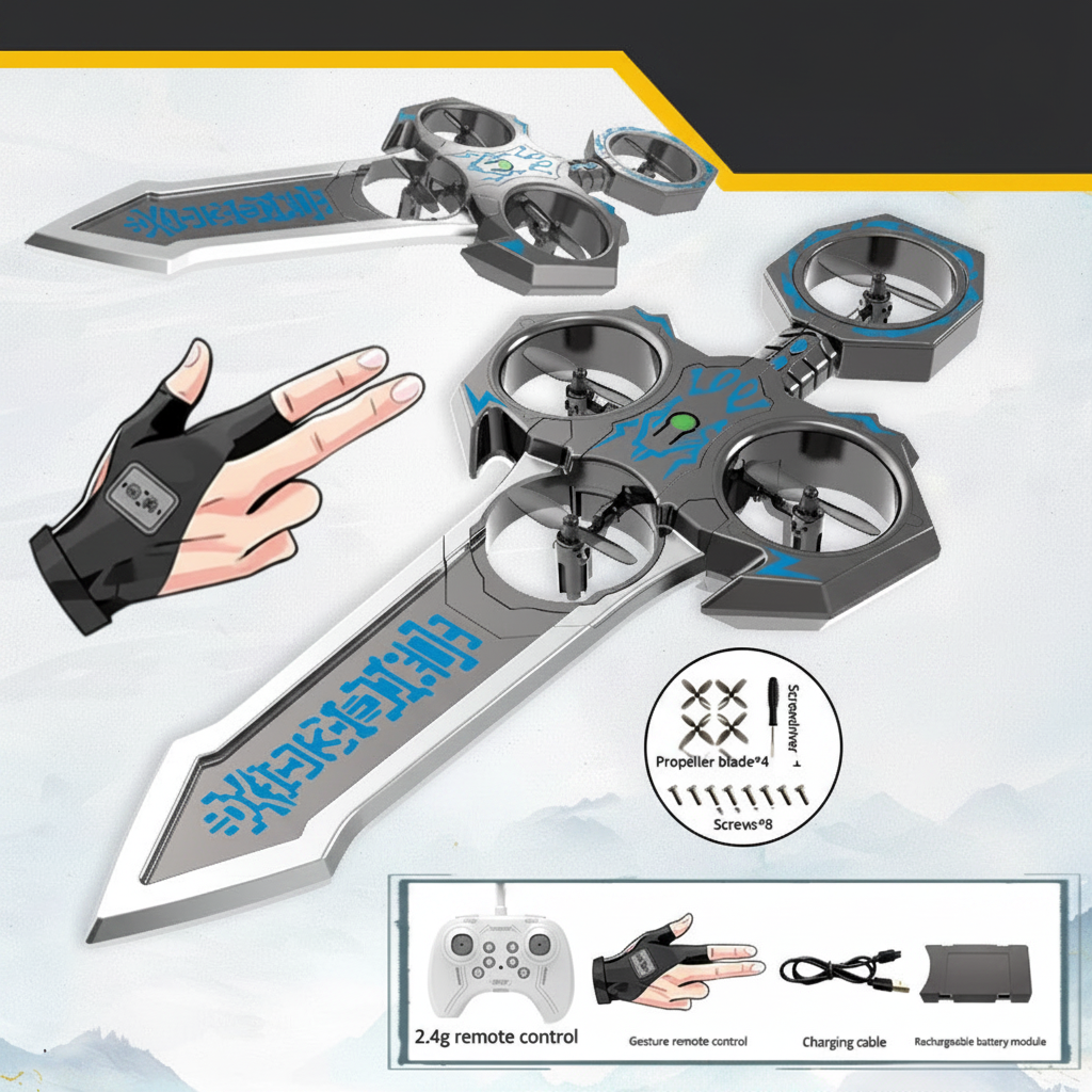 AirBlade – Zabawne i interaktywne – zdalnie sterowane zabawki latające z motywem miecza