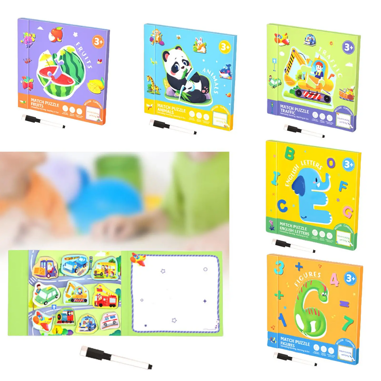 SmartMatch – Zabawa i nauka – magnetyczna książeczka 2 w 1 do rysowania i układania puzzli