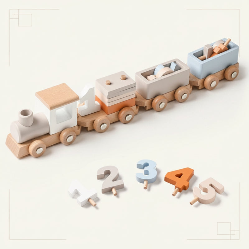 TrainCount –  Klasyczne i edukacyjne – drewniany pociąg Montessori