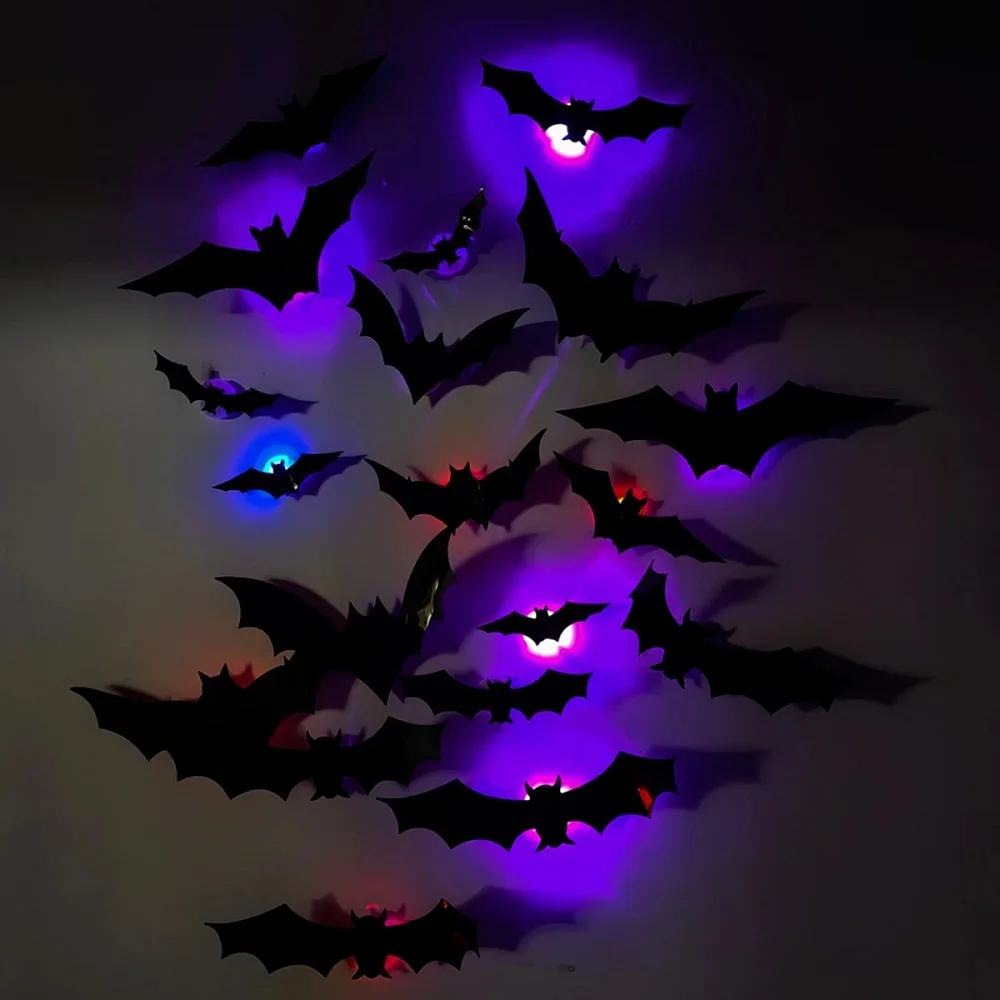 SpookyGlow – Przerażająca i klimatyczna – dekoracja ścienna LED z motywem nietoperza na Halloween