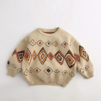 Thumbnail for LittleRetro – Ciepły i stylowy – dziecięcy sweter z dzianiny z motywem rombów
