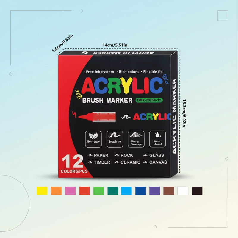 ColorCraft – Kreatywne i trwałe – Markery akrylowe z końcówką pędzelkową