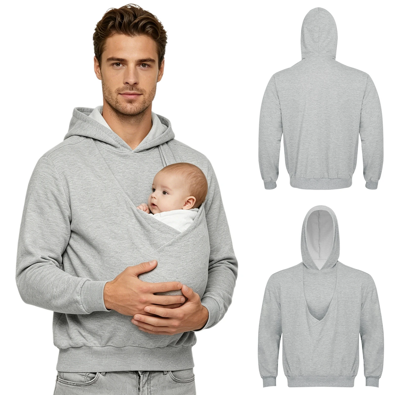 CuddleDad – Wygodna i praktyczna – męska bluza z kapturem i kieszenią na dziecko