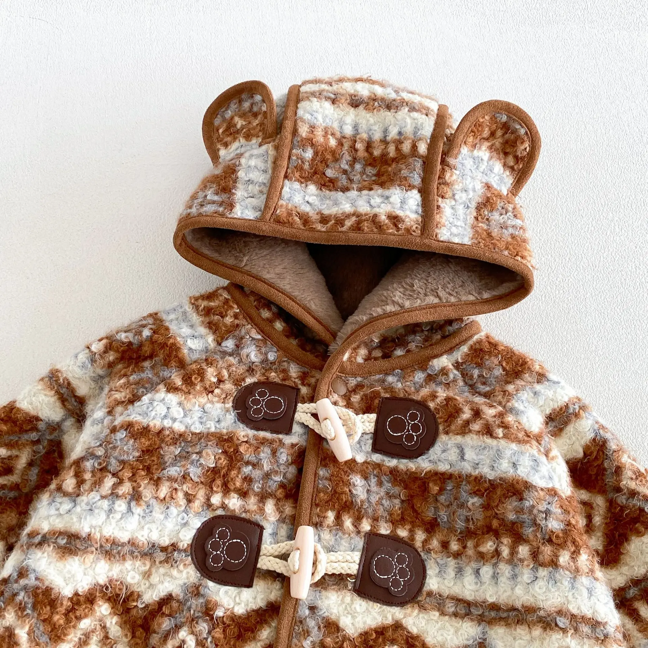 LittleWarm – Przytulny i stylowy – płaszcz zimowy z wzorem Fair Isle