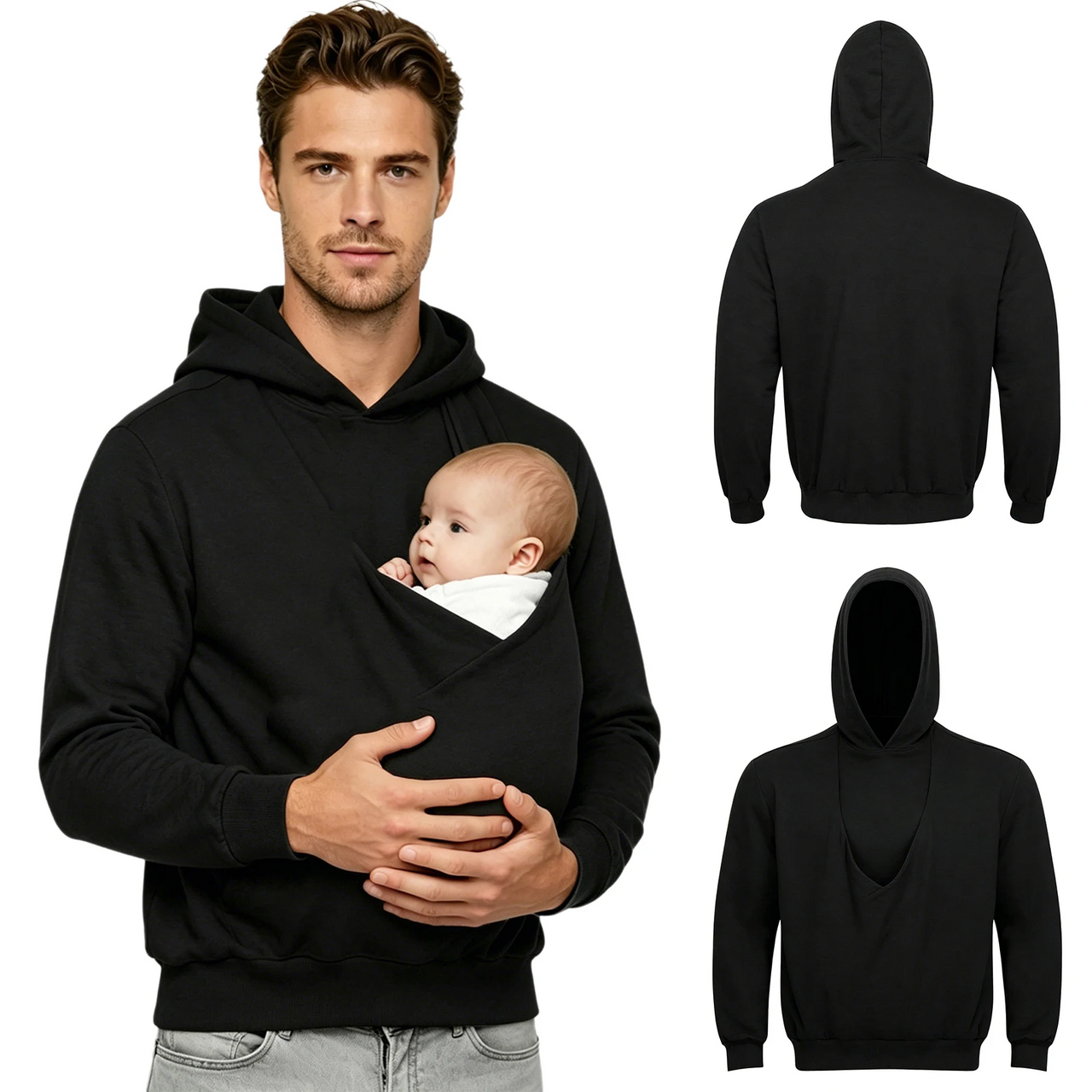 CuddleDad – Wygodna i praktyczna – męska bluza z kapturem i kieszenią na dziecko
