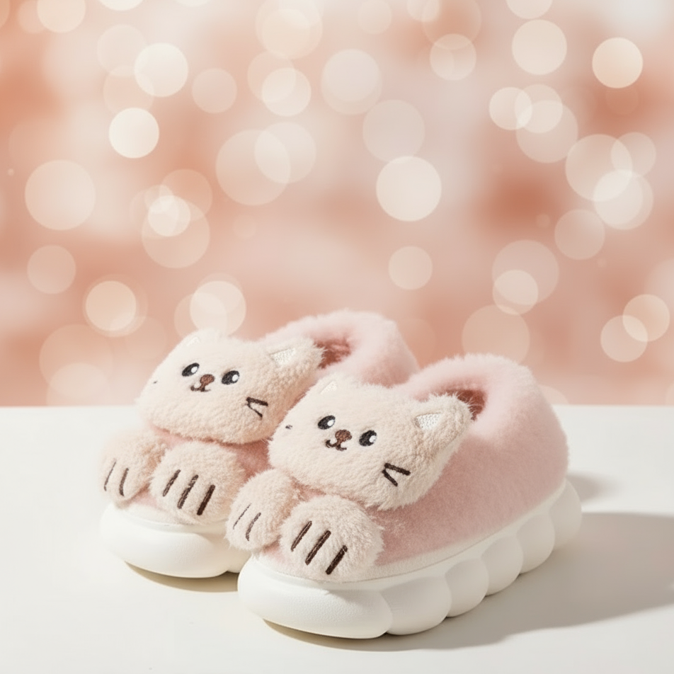 SnuggleKitty – Ciepło i bezpieczeństwo – dziecięce kapcie w kształcie kotków