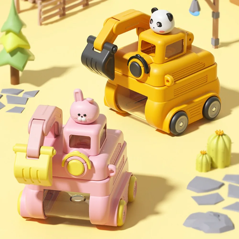 TinyExcavators – Wyjątkowa i funkcjonalna – butelka na wodę w kształcie koparki z słomką
