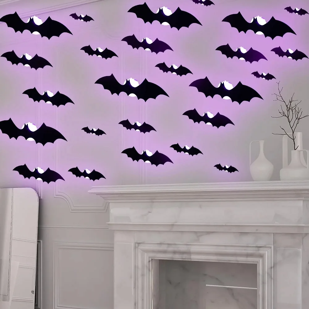 SpookyGlow – Przerażająca i klimatyczna – dekoracja ścienna LED z motywem nietoperza na Halloween