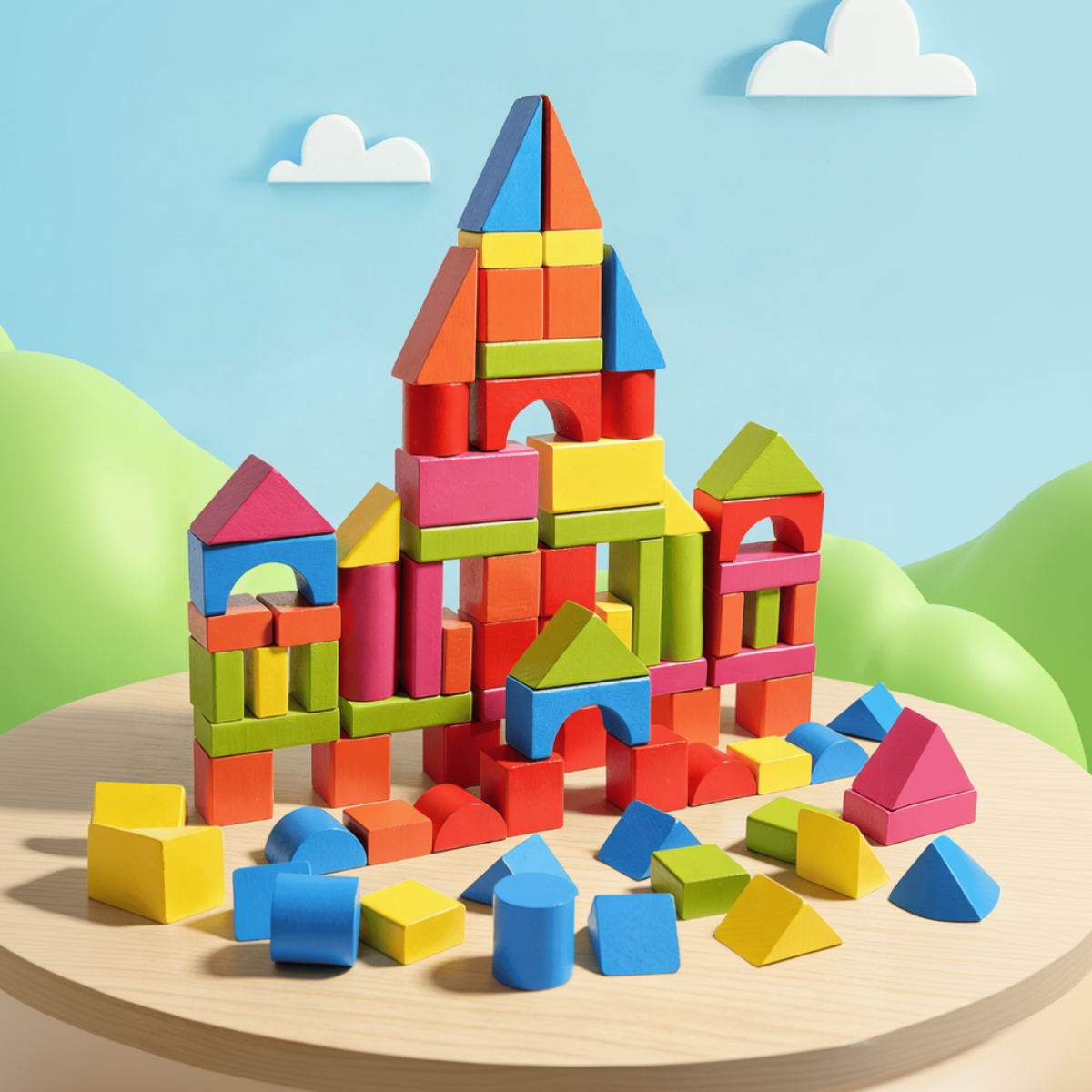 BlockyFun – Kreatywne i edukacyjne – zestaw 100 drewnianych klocków