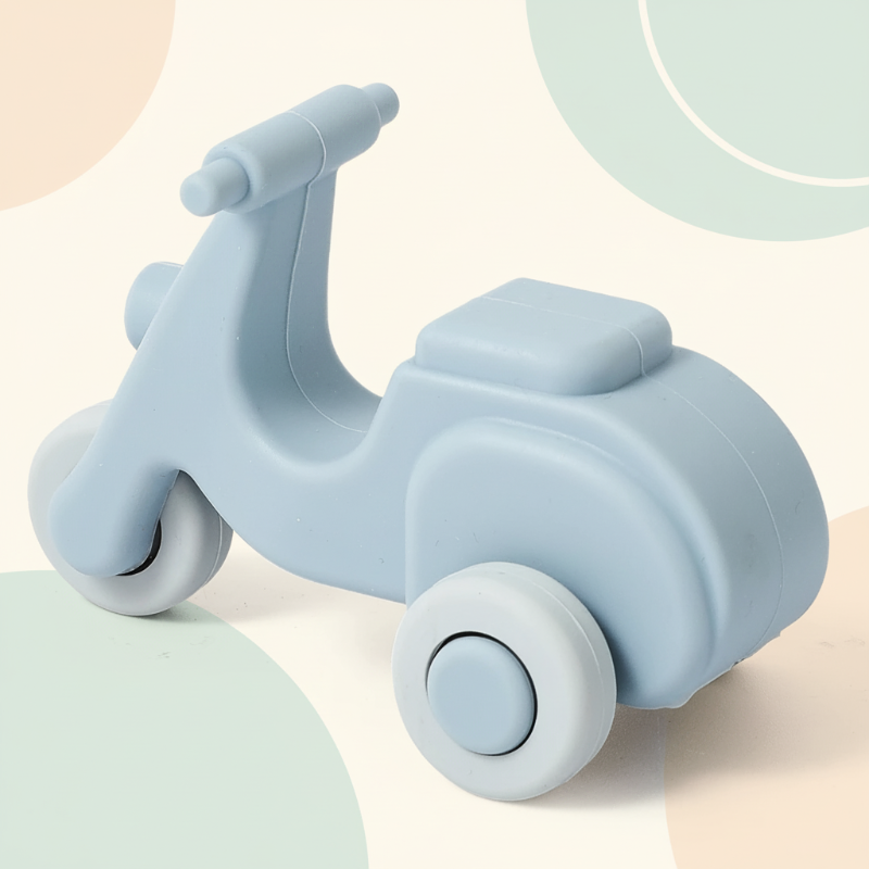Montessori Silicone Toy Car – Bezpieczne i przyjazne dla ząbków – silikonowa zabawka do gryzienia w kształcie pojazdu