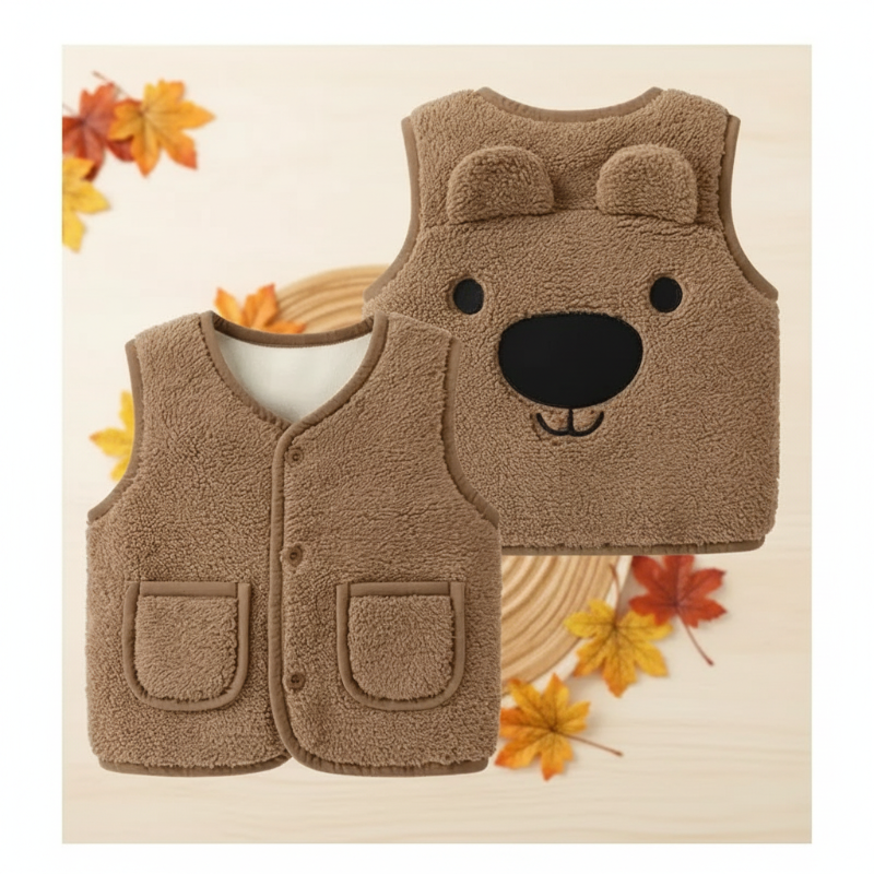 Baby Bear Fleece Vest – Ciepła i miękka – dziecięca kamizelka z motywem misia