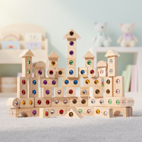 Thumbnail for Rainbow Gem Stacking Blocks – Kreatywne i edukacyjne – zestaw drewnianych klocków do układania