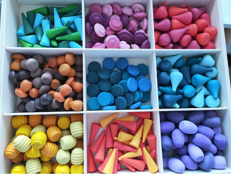 Rainbow Blocks™ – Kreatywna zabawa w kolorowanie – Drewniany zestaw do kolorowania