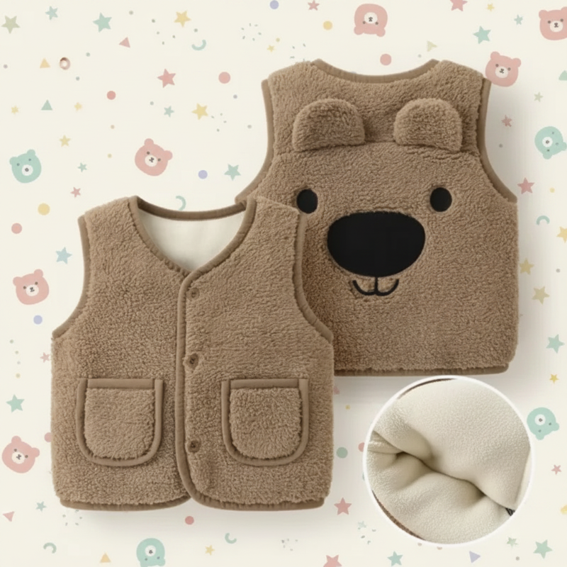 Baby Bear Fleece Vest – Ciepła i miękka – dziecięca kamizelka z motywem misia