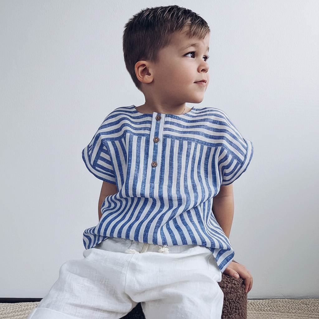 LittleClassic – Elegancka i wygodna – lniana koszula dla chłopców z guzikami