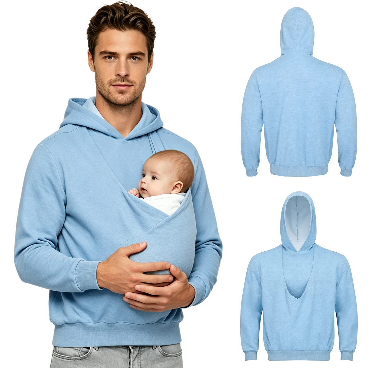 CuddleDad – Wygodna i praktyczna – męska bluza z kapturem i kieszenią na dziecko