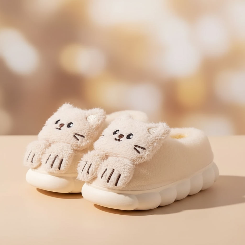SnuggleKitty – Ciepło i bezpieczeństwo – dziecięce kapcie w kształcie kotków