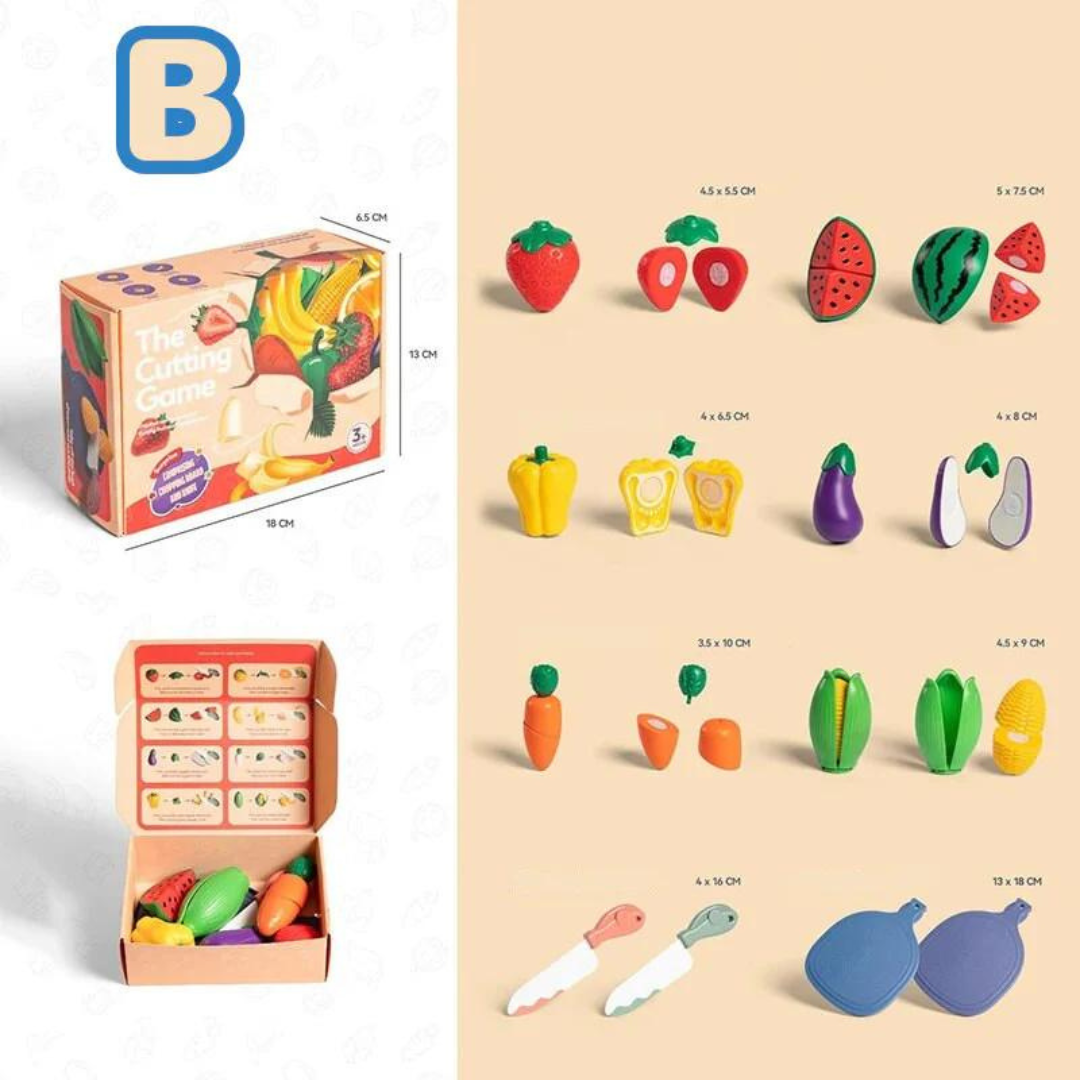 Fruitigo – Nauka i zabawa – zestaw do krojenia owoców Montessori