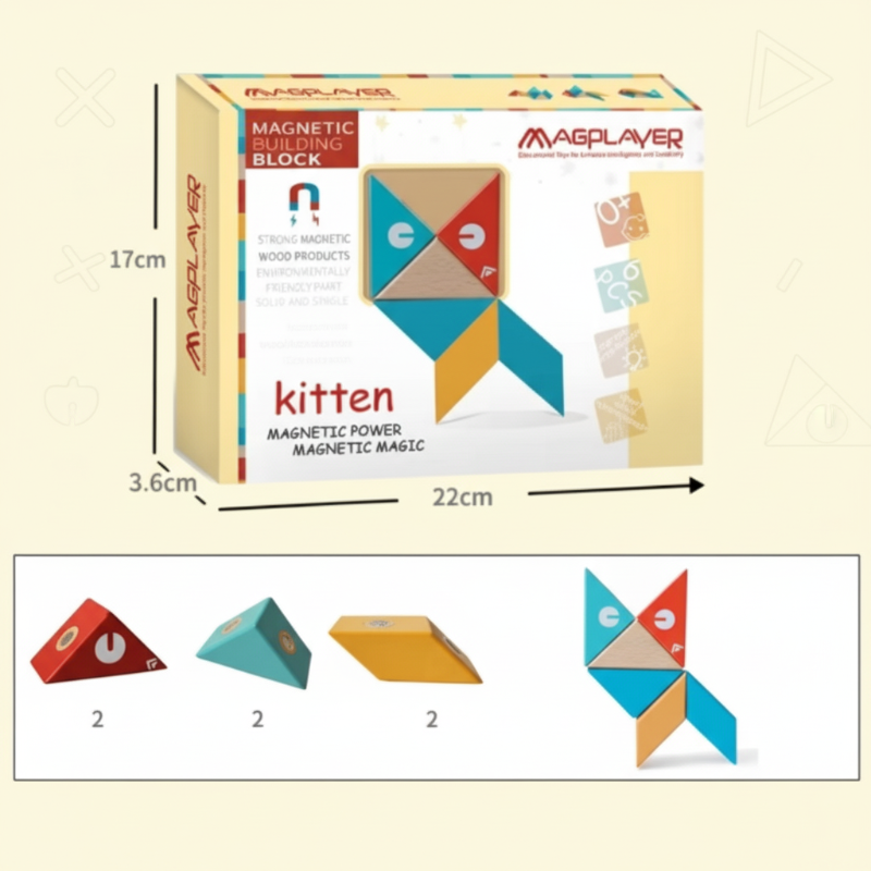 MagPlayer – Kreatywność i motoryka – Drewniane klocki magnetyczne do samodzielnego montażu