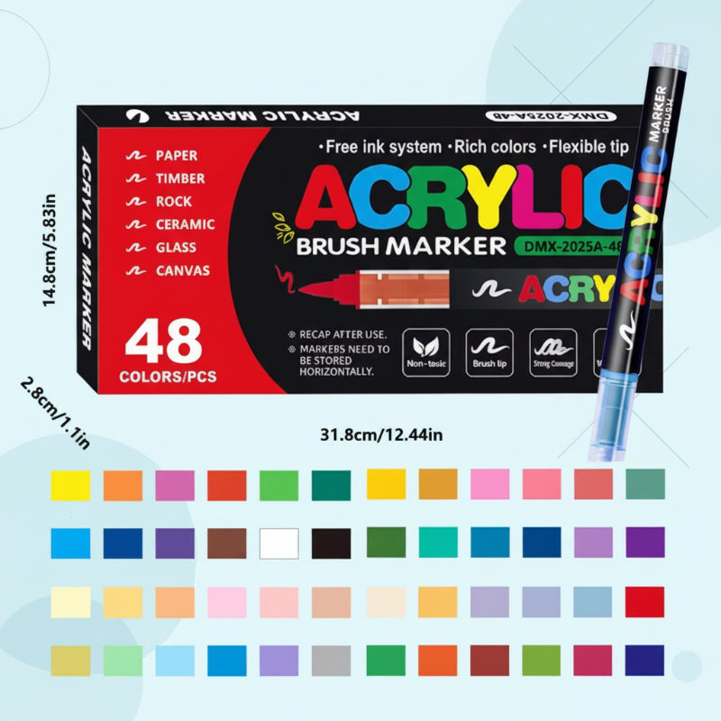 ColorCraft – Kreatywne i trwałe – Markery akrylowe z końcówką pędzelkową
